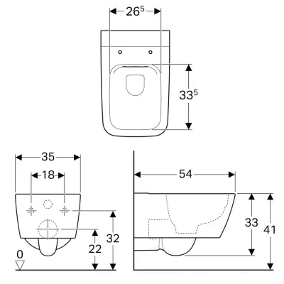 Geberit iCon Square Rimfree Wandclosetset - Rimfree - Met Bidet - Wit - 2