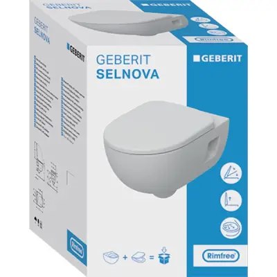 Geberit Selnova Premium Rimfree Wandclosetset - Rimfree - Met Bidet - Wit - 3