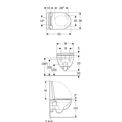 Geberit Selnova Premium Rimfree Wandclosetset - Rimfree - Met Bidet - Wit - 2