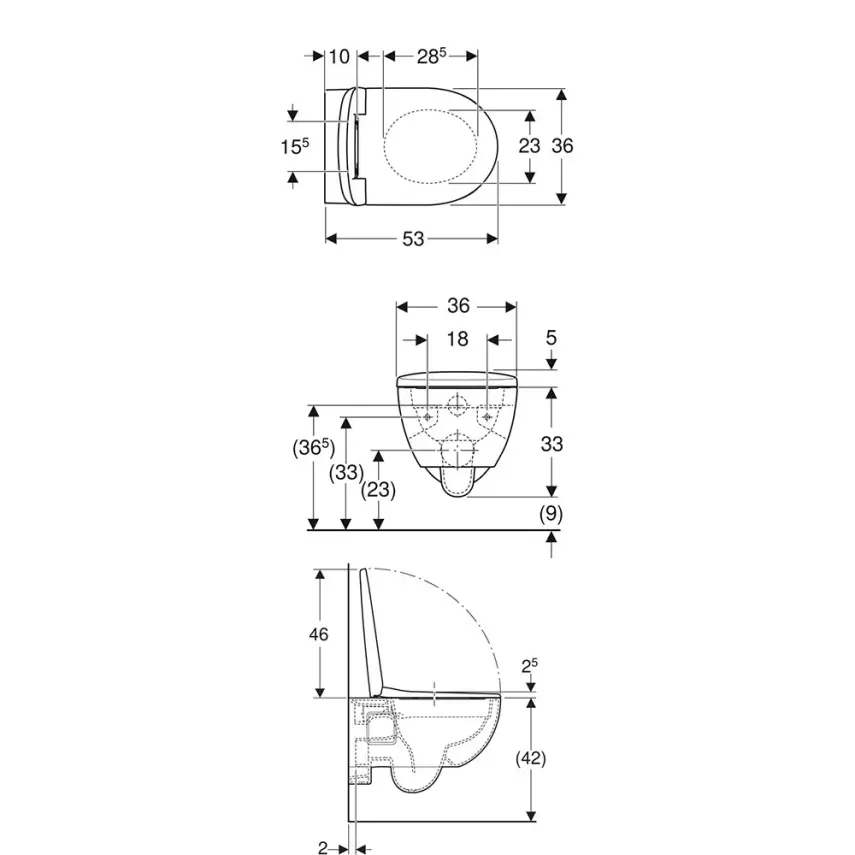 Geberit Selnova Premium Rimfree Wandclosetset - Rimfree - Met Bidet - Wit - 2