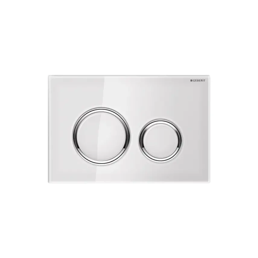 Geberit Sigma 50 Bedieningsplaat - 2-Toets Spoeling - Ronde Knoppen - Wit Glas / Chroom - 1