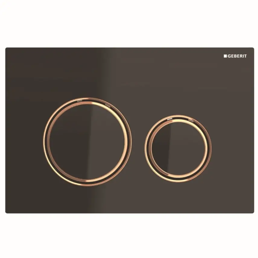 Geberit Sigma 50 Bedieningsplaat - 2-Toets Spoeling - Ronde Knoppen - Zwart Glas / Brons - 1