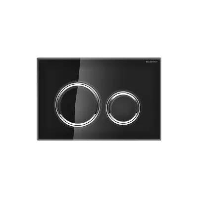 Geberit Sigma 50 Bedieningsplaat - 2-Toets Spoeling - Ronde Knoppen - Zwart Glas / Chroom - 1