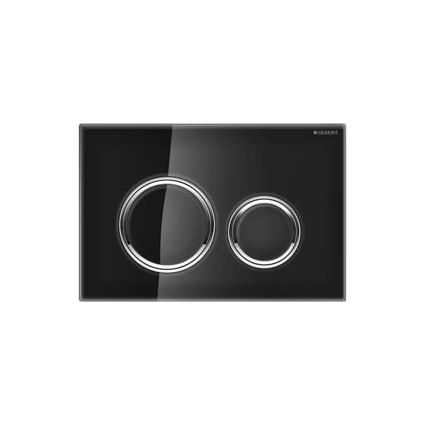 Geberit Sigma 50 Bedieningsplaat - 2-Toets Spoeling - Ronde Knoppen - Zwart Glas / Chroom - 1