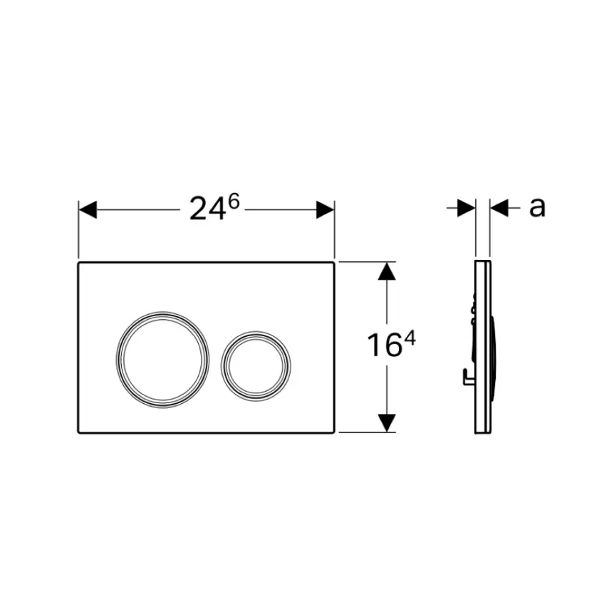 Geberit Sigma 50 Bedieningsplaat - 2-Toets Spoeling - Ronde Knoppen - Zwart Glas / Chroom - 2