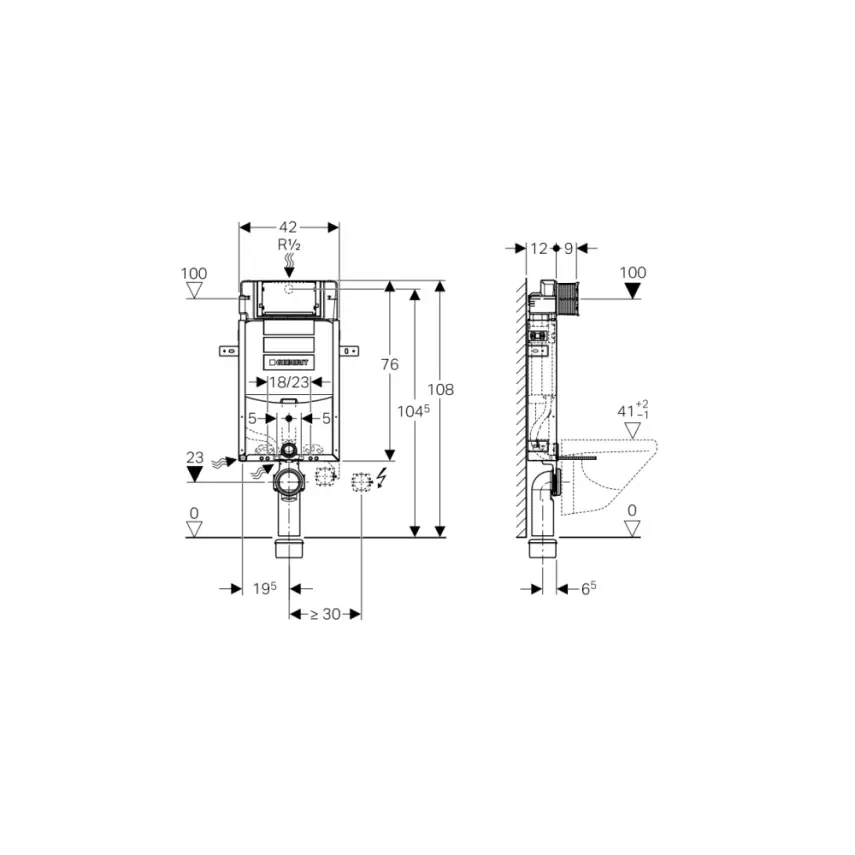 Geberit Sigma Inbouwreservoir 12 cm Kombifix met poten voor vloerconstructies - 2