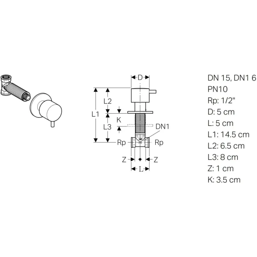 Geberit Stopkraan Rond Mat Zwart - 2