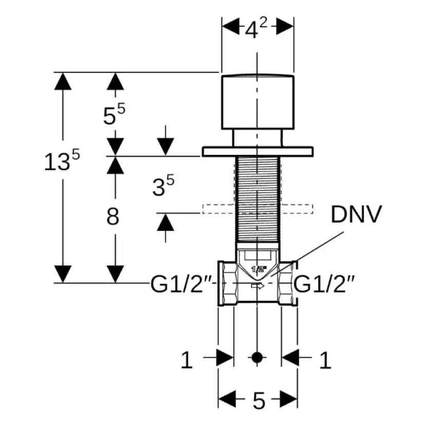 Geberit Stopkraan Vierkant Chroom - 2