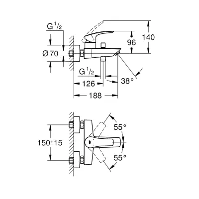 Grohe Eurosmart Badkraan Chroom - 2