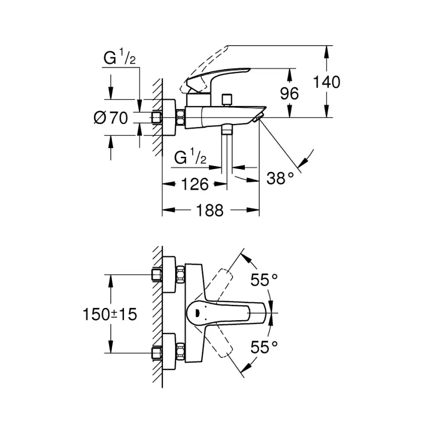 Grohe Eurosmart Badkraan Chroom - 2