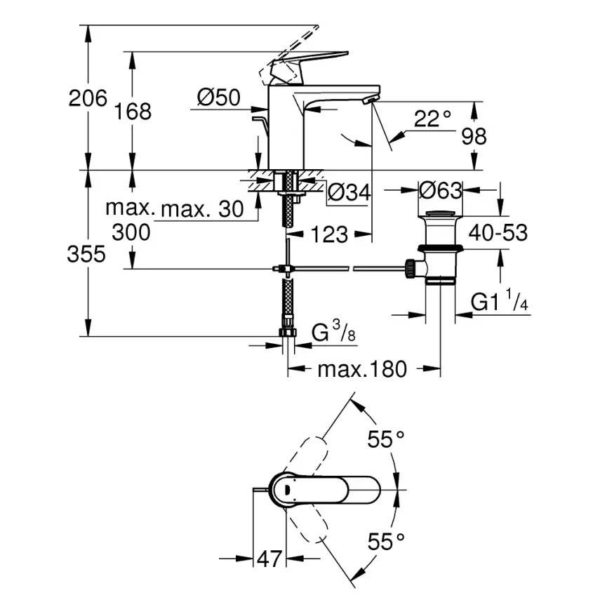 Grohe Eurosmart Cosmopolitan Wastafelkraan 1/2″ M-Size Chroom - 2