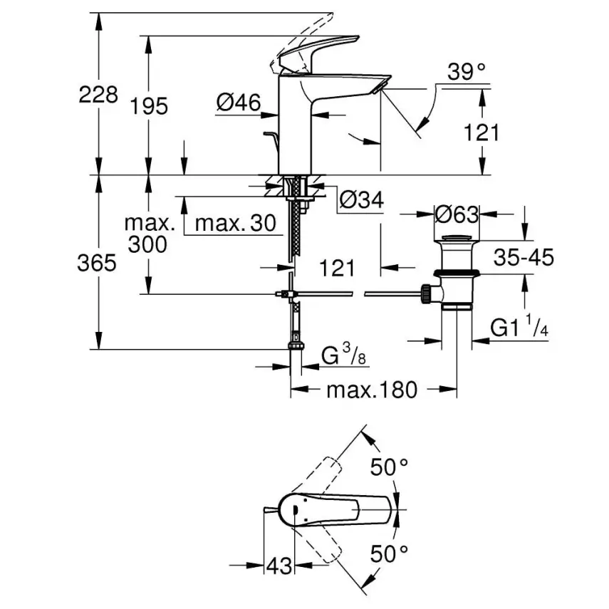 Grohe Eurosmart Eengreeps Wastafelkraan 1/2″ M-Size Chroom - 2
