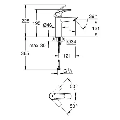 Grohe Eurosmart Wastafelkraan 1/2″ M-Size Chroom - 2