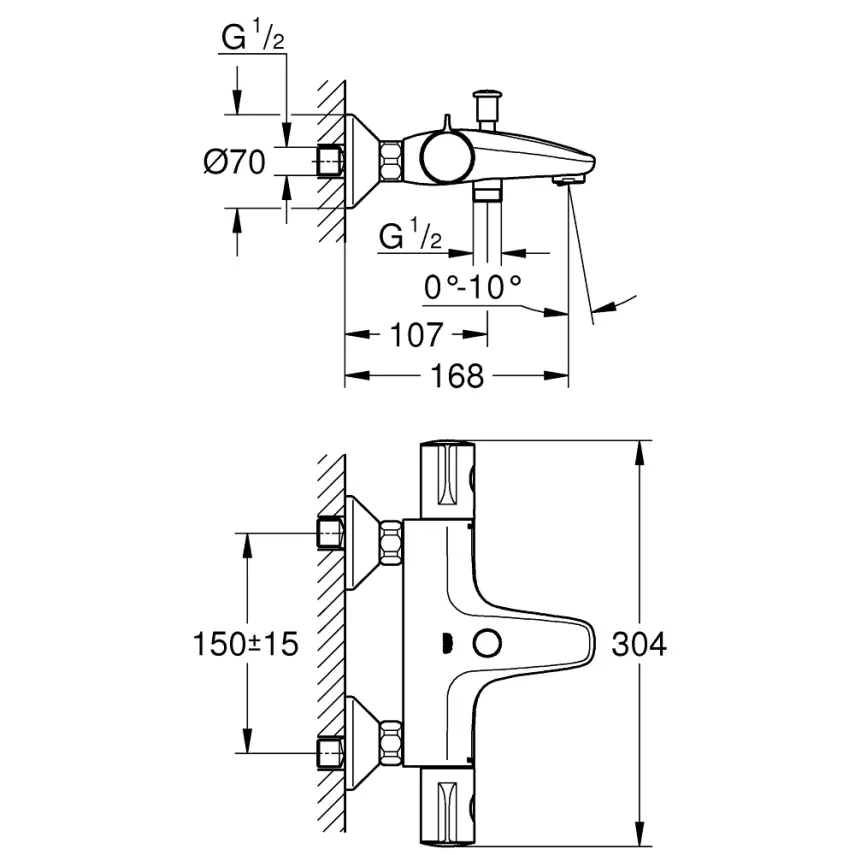 Grohe Grohtherm 800 Thermostatische Bad-/Douchekraan 1/2″ Chroom - 2