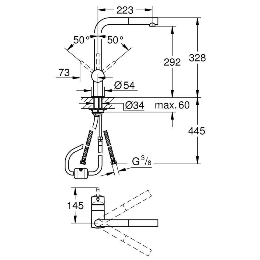 Grohe Minta Keukenkraan L-Uitloop Chroom - 2