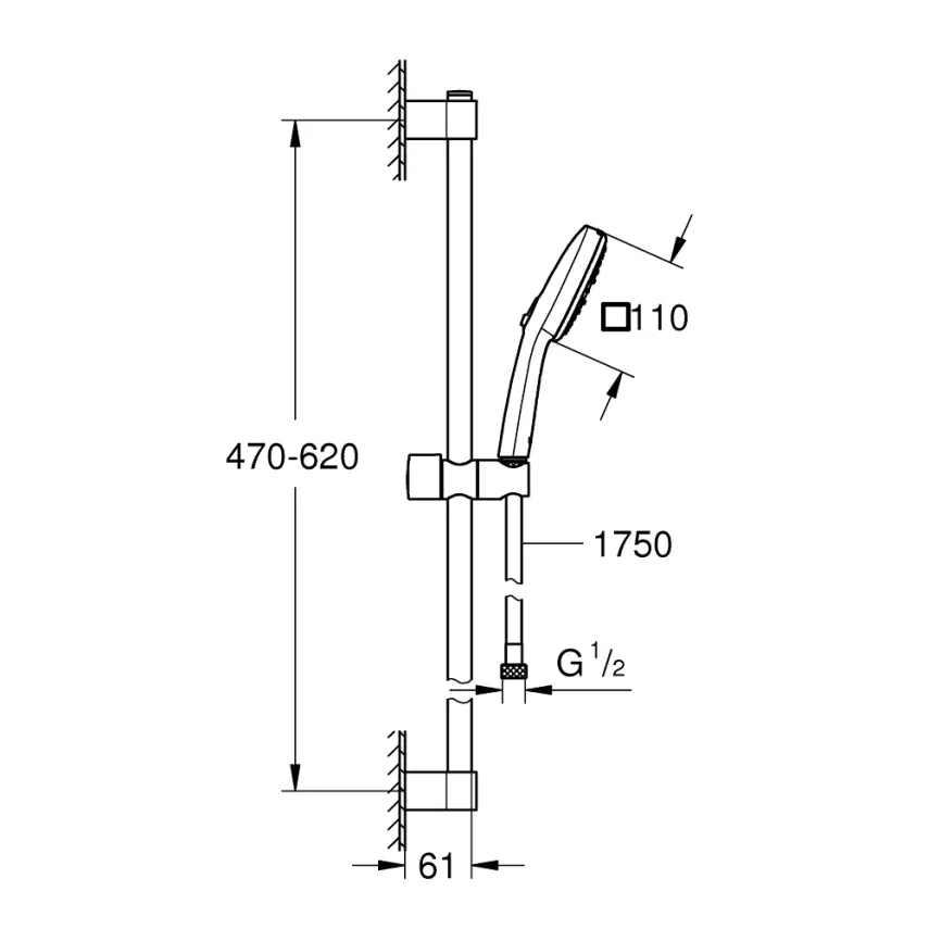 Grohe Tempesta Cube 110 Doucheset 3 Straalsoorten Chroom - 2