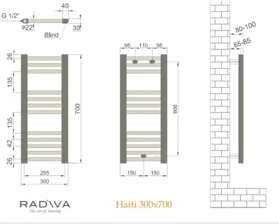 Radiva Haiti Radiator 300 x 700 mm - Chroom - 2