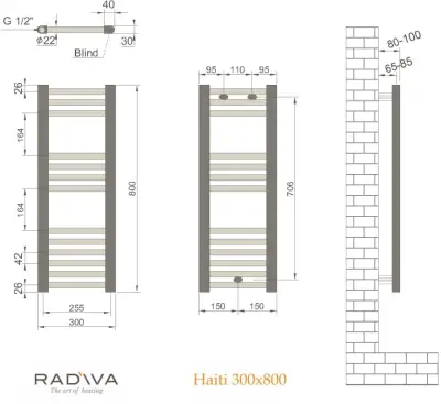 Radiva Haiti Radiator 300 x 700 mm - Wit - 2