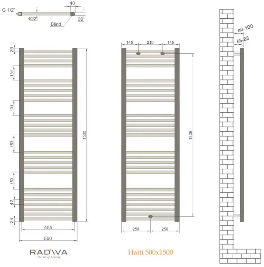 Radiva Haiti Radiator 500 x 1500 mm - Wit - 2