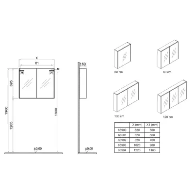 VitrA Basis Spiegelkast Geborsteld Chroom 80cm - 2