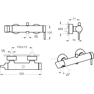 VitrA Origin Douche/Bad Kraan Chroom - 2