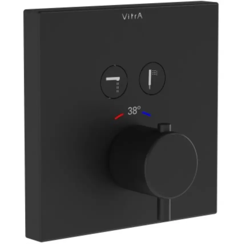 VitrA Root Square Aquacontrol Douche/Bad Kraan Mat Zwart - 1