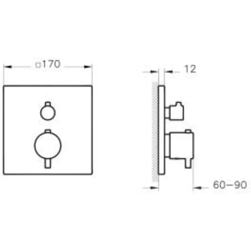 VitrA Root Square Douche/Bad Kraan Chroom - 2