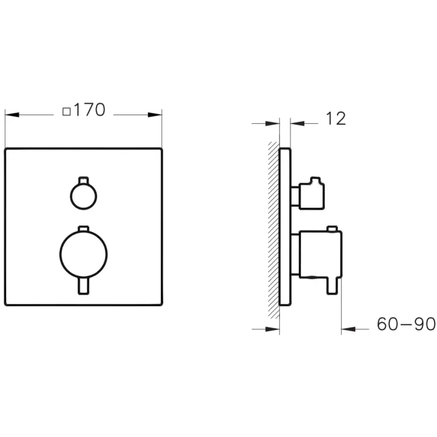 VitrA Root Square Douche/Bad Kraan Geborsteld Nikkel - 2