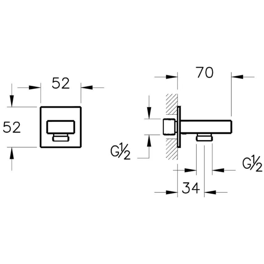 VitrA Root Square Wandaansluitbocht Goud - 2