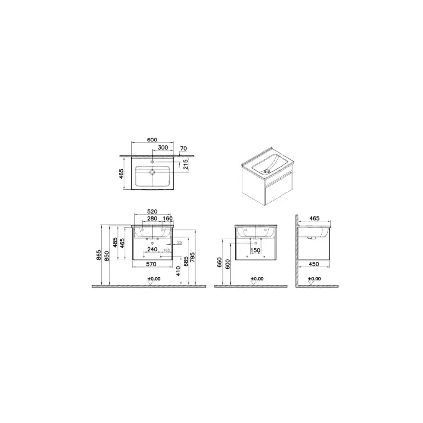 VitrA S50+ Badkameronderkast Antraciet 60cm - 2